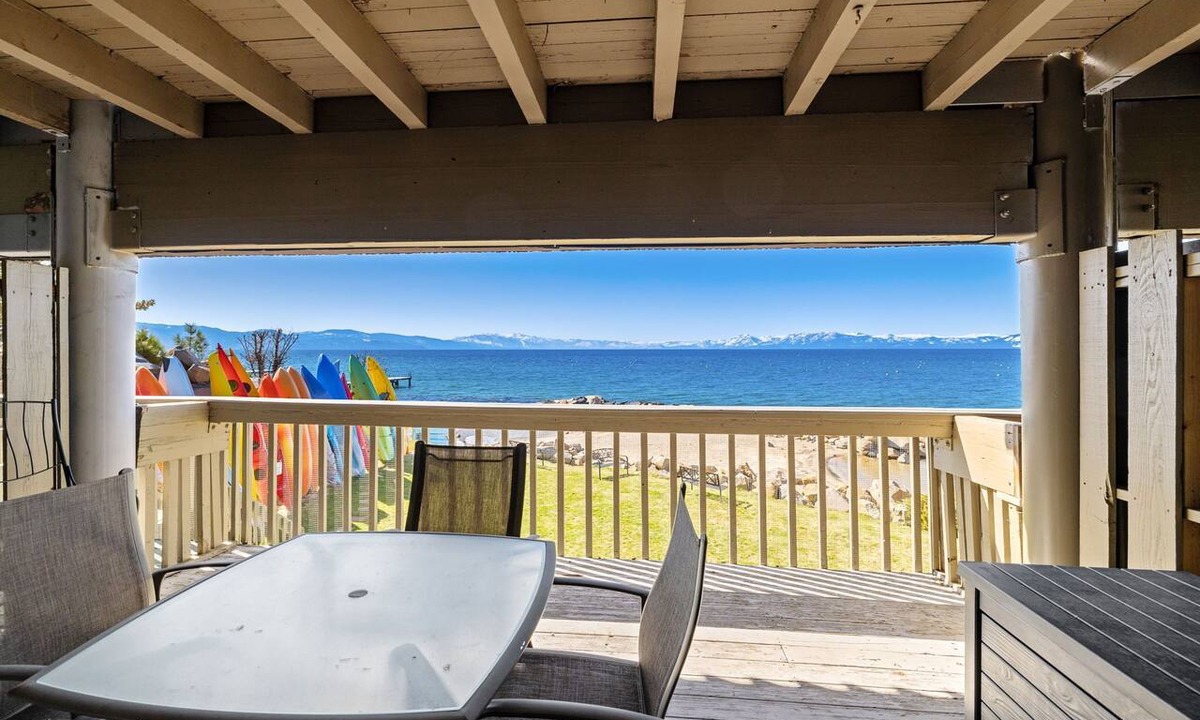 Tahoya Shores Condo | Chateau Chamonix 37 - Tahoe Lakefront Condo with Beach Access & Dual Balconies Near Kings Beach