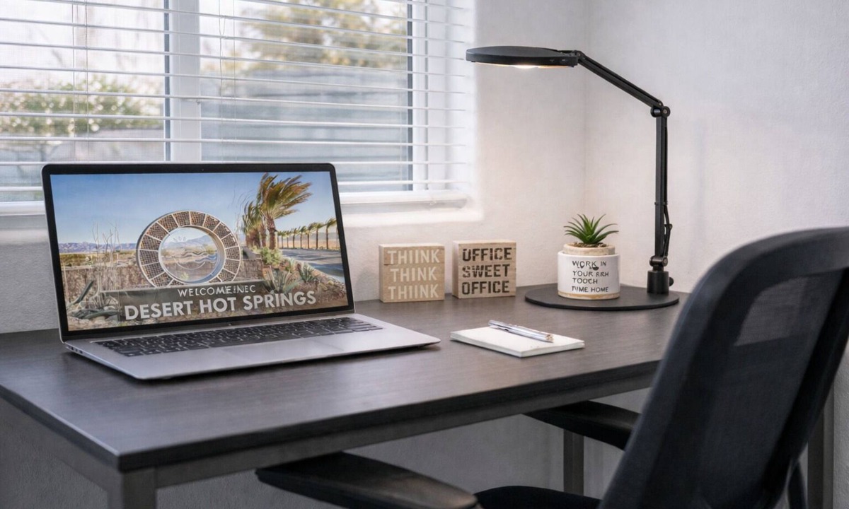 Desert Hot Springs House | Relax & Work Retreat W/Coffee Bar, Electric Fireplace, Blackout Curtains, & More