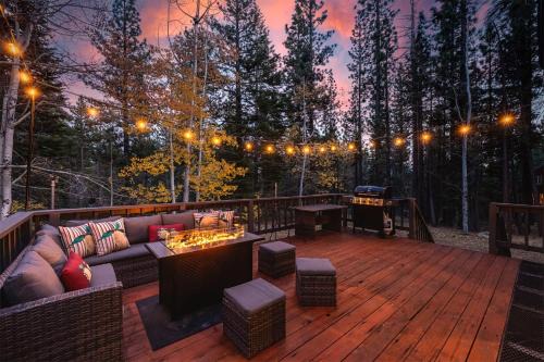 North Upper Truckee Ski Chalet | River Rock House Deck Forest Views