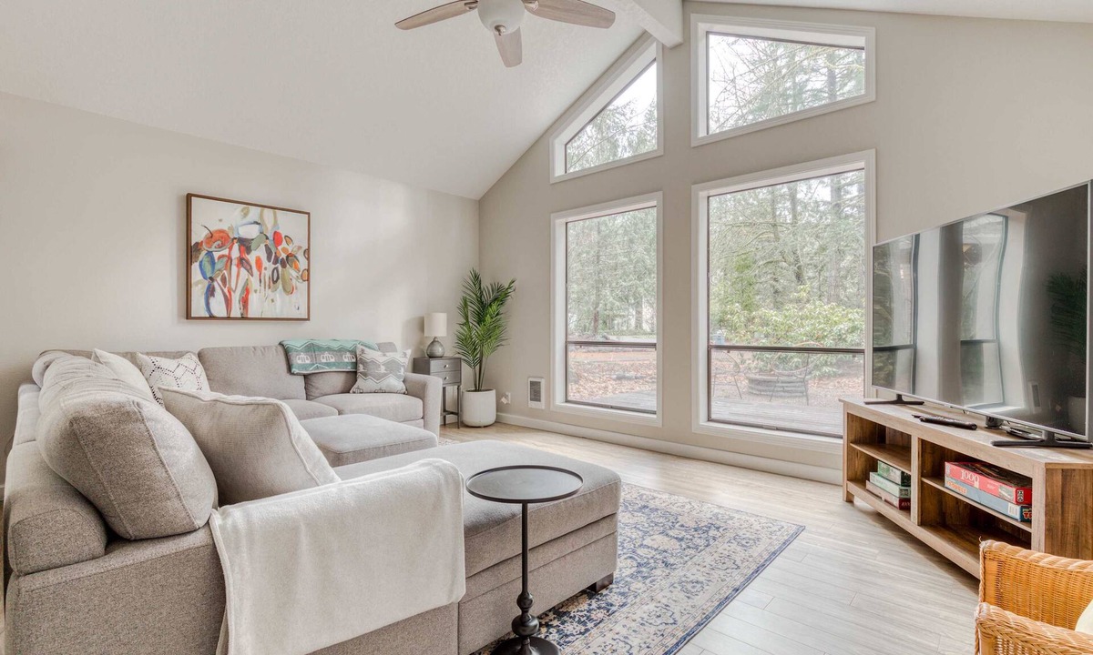 Mount Hood Village House | Spacious Mountain Home with Decks, Firepit, Grill, Wood Stove, W&D, & Free WiFi