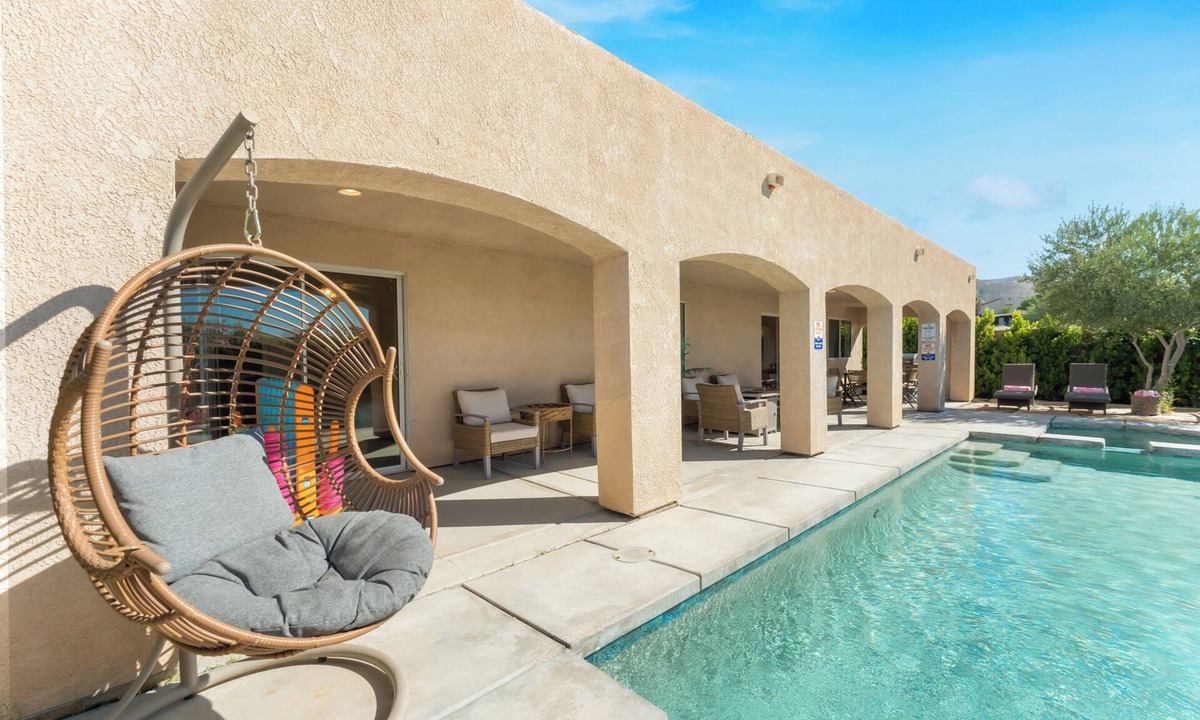 Desert Hot Springs House | Tulum Vibes in Desert Boho Hideout Pool Spa