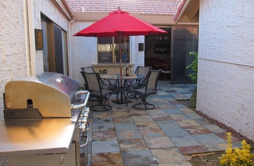 Araby Condo | Beautiful Canyon Sands Condo Steps from the Pool and Spa!