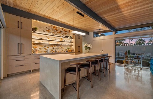 Palm Springs House | Bright, Dog Friendly, Bungalow with Ozone Pool, Firepit and Mountain Views!