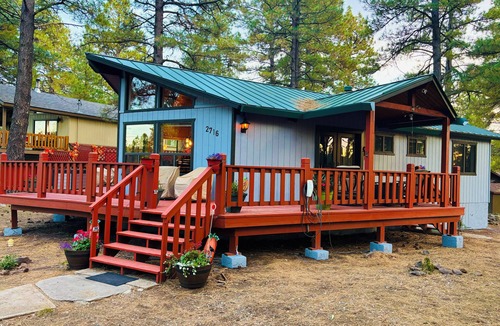 Kachina Village Cabin | Charming 2Br 2Ba cabin with big windows in the tall pines.