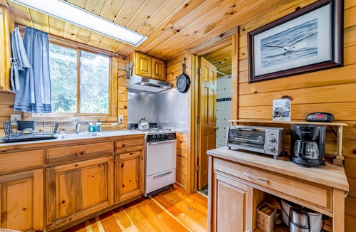 Shelter Cove Cabin | Cozy cabin, family-friendly, with fishing, washer/dryer, patio, & WiFi
