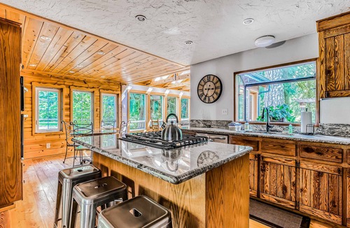 Mount Hood Village House | Dog-friendly creekside home with entertainment barn, private hot tub & firepit
