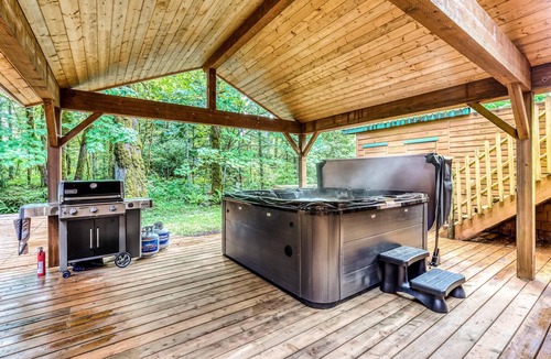 Mount Hood Village House | Dog-friendly creekside home with entertainment barn, private hot tub & firepit