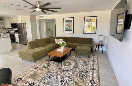 Bermuda Dunes Condo | Fully Remodeled Golf Course Mid-Century Condo with Mountain Views