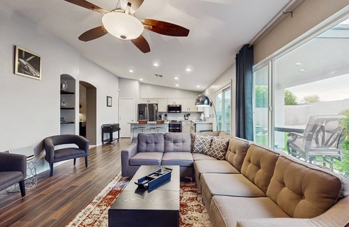 Estrella Vista House | Inviting home with patio, enclosed yard, fireplace, office, streaming, W/D, AC