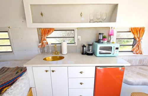 Paso Robles RV Rental | Janis Jopplin Trailer - Janis Jopplin Themed Vintage Trailer on Vineyard