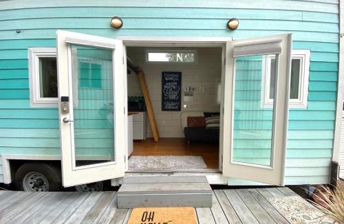 San Luis Obispo House | Lofted Bedroom Teal Tiny Home with Creek Views