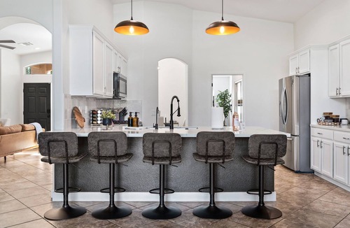 Desert Hot Springs House | NEW! Mountain Views, Saltwater Pool&Spa, Firepit and Outdoor BBQ and bar area