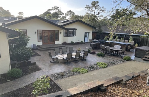 Del Monte Forest House | Pebble Beach Retreat with outdoor gas firepit and hot tub