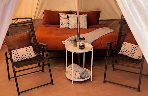 Moab RV Rental | Rustic Family Glamping Tent for Outdoor Adventure Lovers by the Colorado River in Moab, Utah