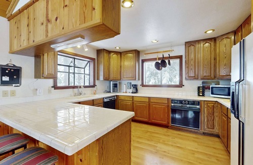 Ridgewood House | Rustic home with wood stove, deck, open floor plan, & nearby activities
