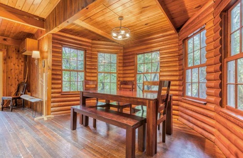 Zigzag House | Rustic lodge with private hot tub fireplace & riverfront views - dog-friendly