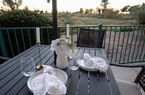 Superstition Springs Condo | Scenic views of Superstition Springs Golf Course right outside your door.