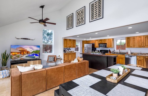 Desert View Village House | Stunning Estate with Mountain Views, Heated Pool, Fun Game Room, & Hot Tub!