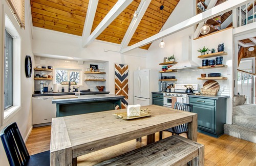 Green Valley Lake Cabin | Stylish, lakefront home with fireplace, deck, grill & kitchen - dog-friendly