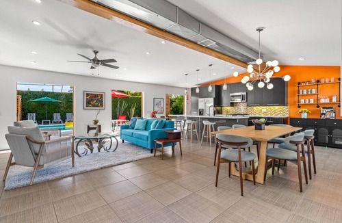 Sunmor House | Upgraded MCM Private Retreat! Pool! Views! EV Charger! Soaking Tub! Fire Pit!