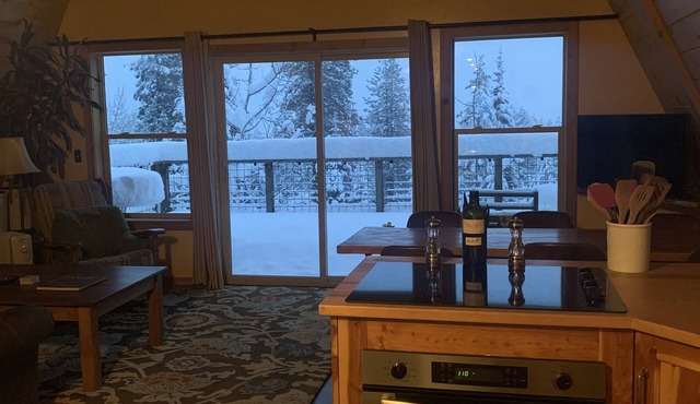 A-frame escape with Payette Lake views and backdoor Forest access. Pet Friendly.