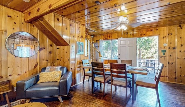 Bohemian, peaceful dog-friendly cabin with mountain views, large yard, and games
