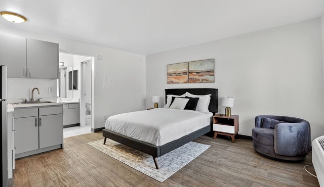 Chic furnished studio with inviting modern decor