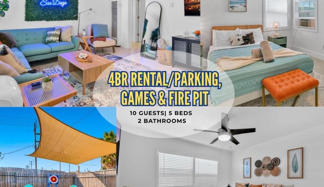 Close to Downtown! Private Yard, Fire Pit,Games