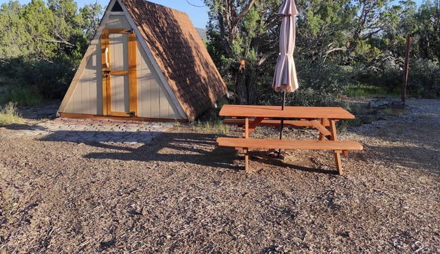 Hidden A-frame cabin in nature on 40 acre private land.