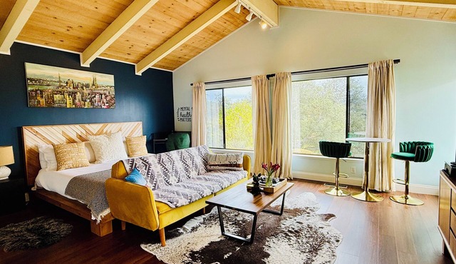 Modern 1BR Carmel Escape: Dog Friendly En-suite, Valley Views & Mins to Downtown