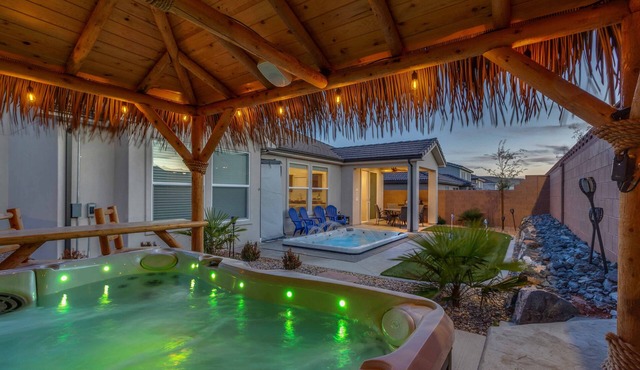 Tiki Oasis: Private Spa and Swim Spa Pool. Game Room!
